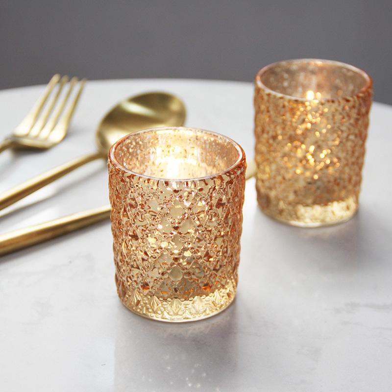 

Candle Holder Glass Golden Cup Candlestick Led Tealight Candles For Wedding Table Home Decoration Candle Gift Box Candlesticks 1Pc