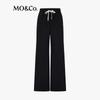MO&Co. Contrast-Stitch Wide-Leg Casual Pants