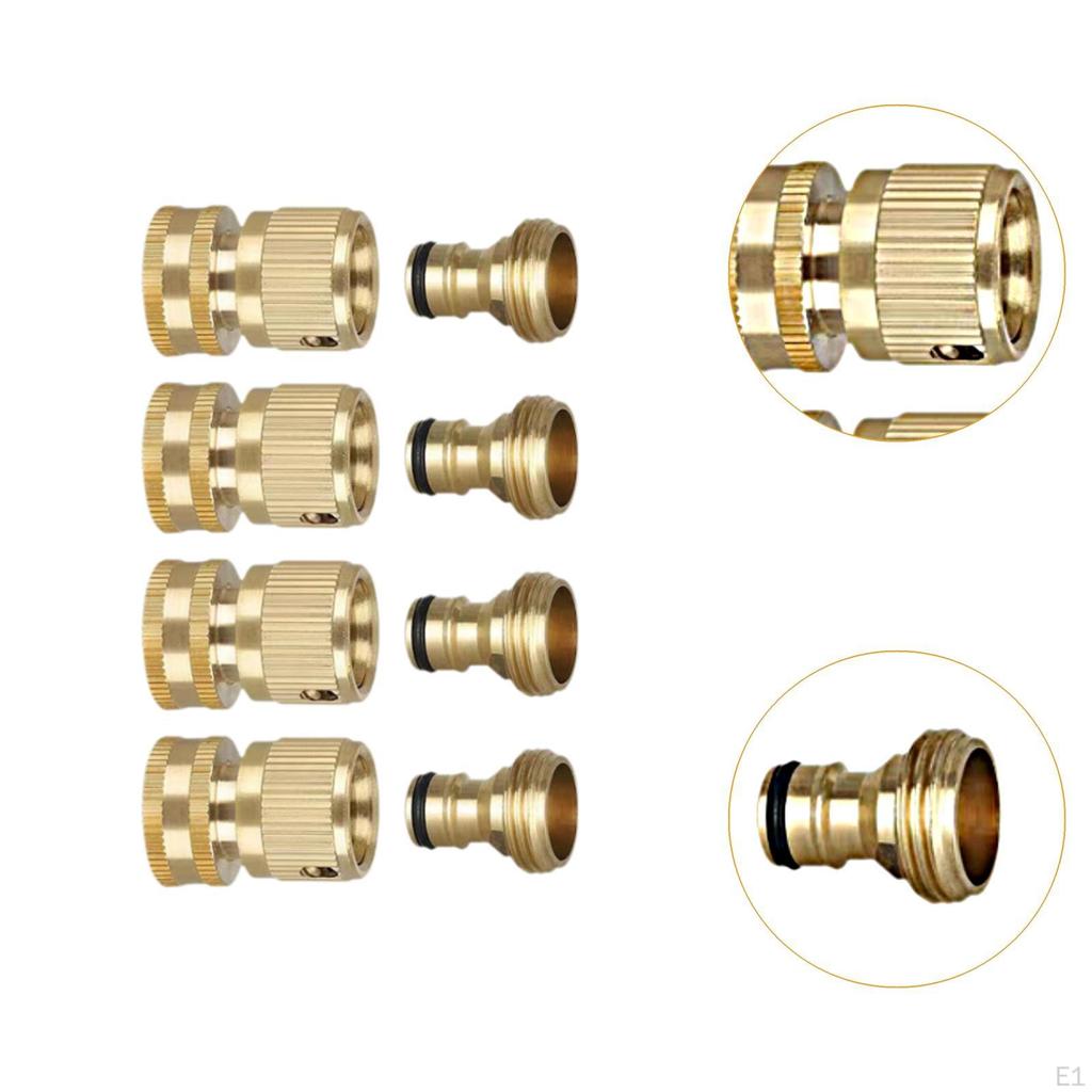 4Pcs 3/4" Hose Quick Connectors Universal Brass Water Fittings for Watering