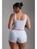 Trendy Women's Knit Sleeveless Vest and Shorts Set - Two-Piece Sporty Casual Lounge Wear.