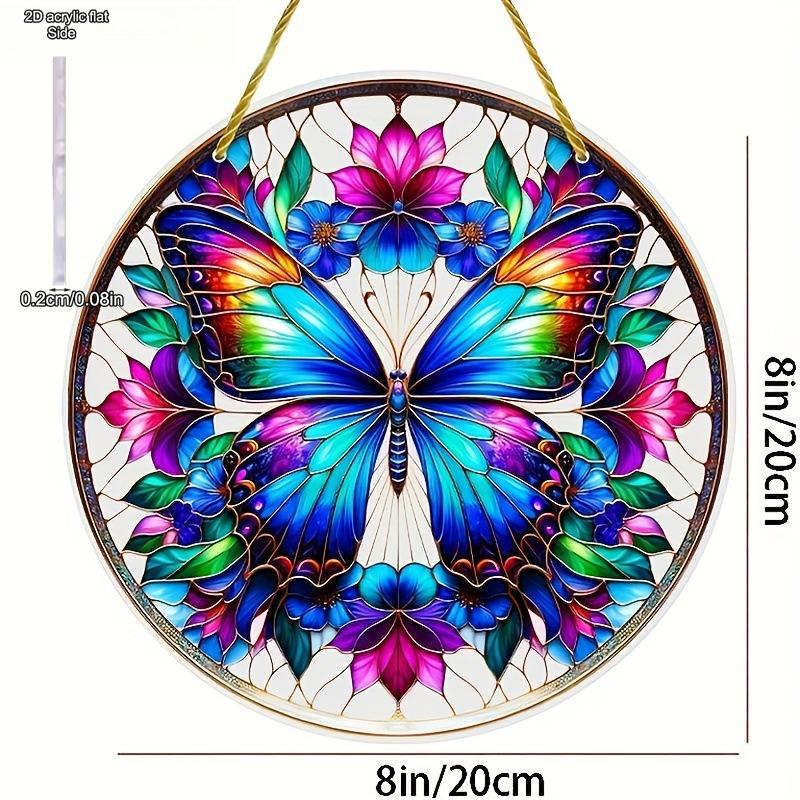 Acrylic Butterfly Round Sun Catcher, Window Porch Garden Hanging Decor, Four Seasons Decoration, Novelty Home Decor