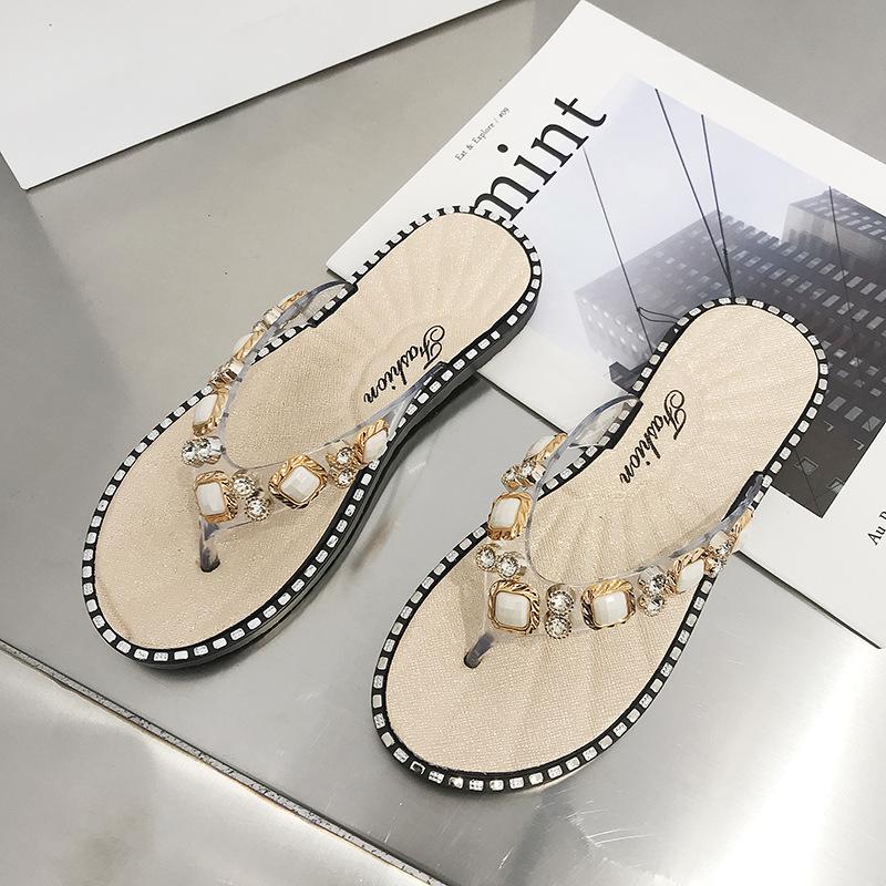 

Women s Summer Beaded Rhinestone Clip-toe Sandals 42 золотой