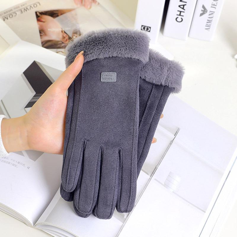 Winter Women Fleece Warm Cute Anti Slip Riding Gloves Cold Windproof Touchscreen Modal