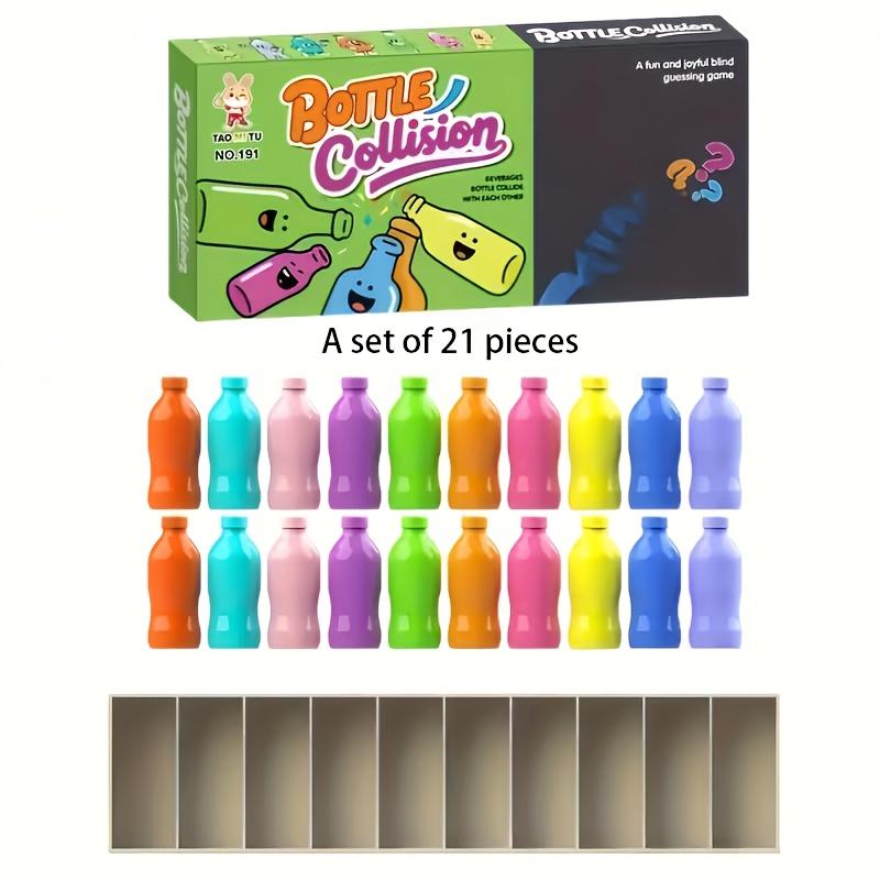 

1PC Fun Bottle Guessing Game - Creative logic puzzles, brain-teasing tabletop adventures, colorful plastic bottles and numbered cards. 1pc
