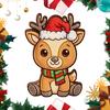 Rustic Deer Table Decor Wooden Christmas Elk Figurine with Santa Hat And Scarf, Cartoon Tabletop Decoration Festive Room for Holiday Home Party Decor,