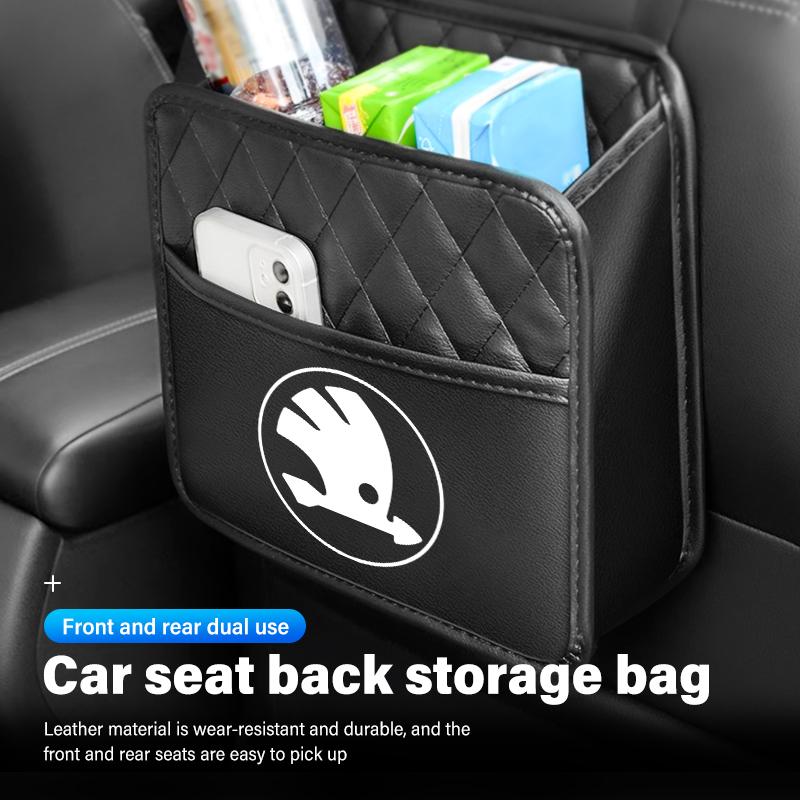 vbjsh4 Car Back Rear Organizer Seat Elastic String Storage Bag Pocket Auto Organizer Interior For Skoda Octavia Superb RAPID FABIA