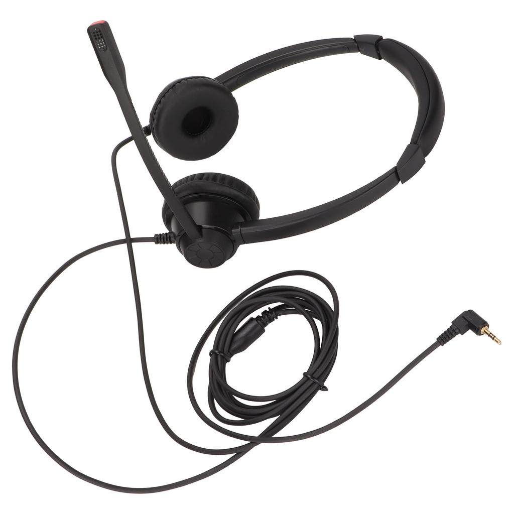 2.5mm Office Headset Dual Ear Telephone Headphone with Noise Cancelling Microphone for Phone Sales H