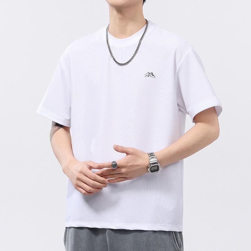 230g Back Contrast Color Classic Style Camping Mountain Printed T-shirt Round Neck T-shirt Short Sleeves