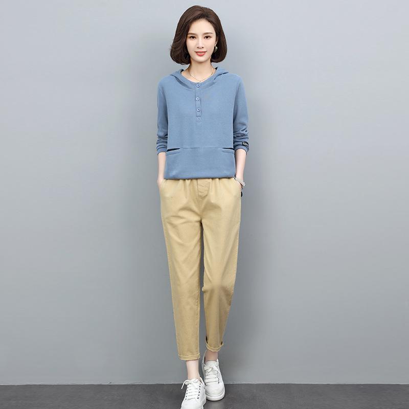 Women's Fashionable Mom Style Casual Sweatshirt Set: 2025 Spring/Autumn Two-Piece Outfit