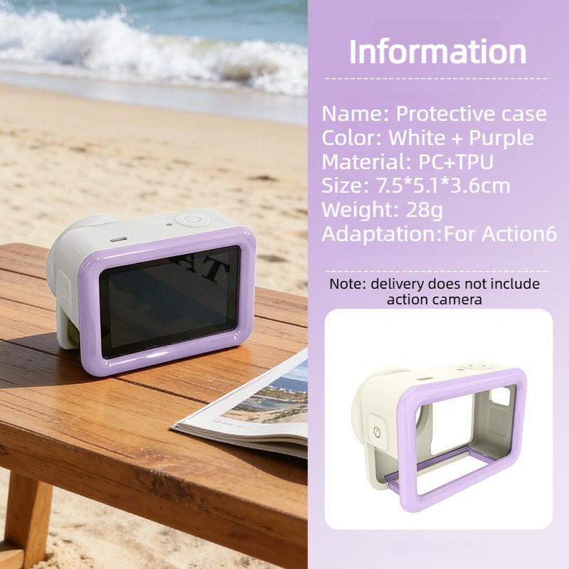 For DJI Action 6 ABS Frame Protective Case Extended Adapter Cover Anti-fall Quick-Release Design TPU Rabbit Cage Hard Case Cover