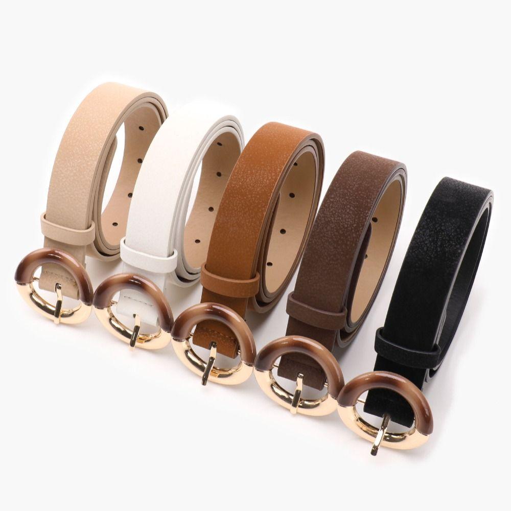 Alloy Metal Buckle Decorative Waistband Gradient Round Ring Buckle Versatile Waist Strap  For Women