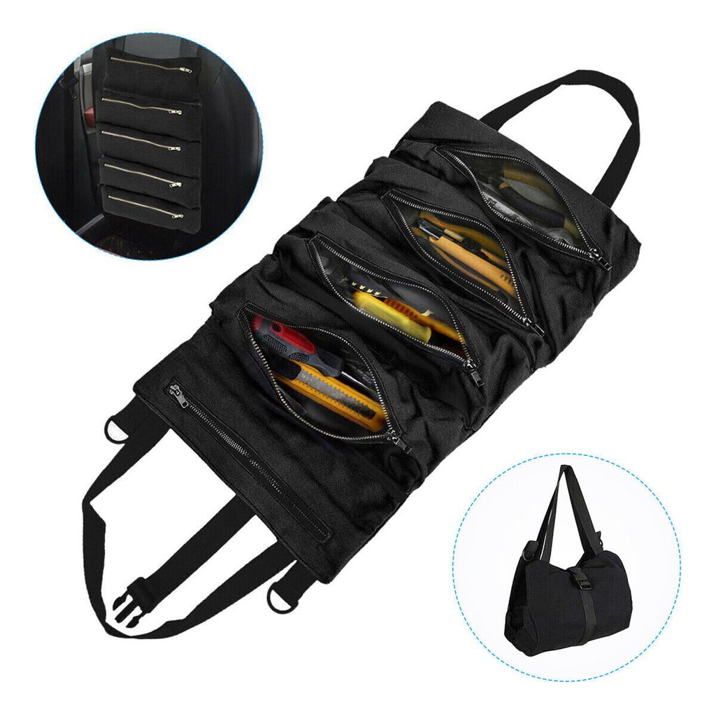 Roll Up Tool Bag Multi-pocket Design Multi-purpose Hanging Carrier Pouch For Screwdrivers Sockets Wench