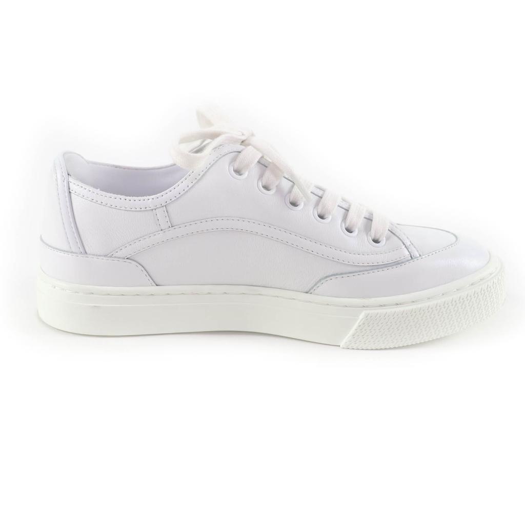 Great HERMES Sneakers Get Logo Design Lace-up White Leather Women 35.5 Used