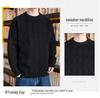 Men's Trendy Solid Color Knitted Round Neck Sweater – Autumn/Winter Long Sleeve Base Layer Casual Wear.