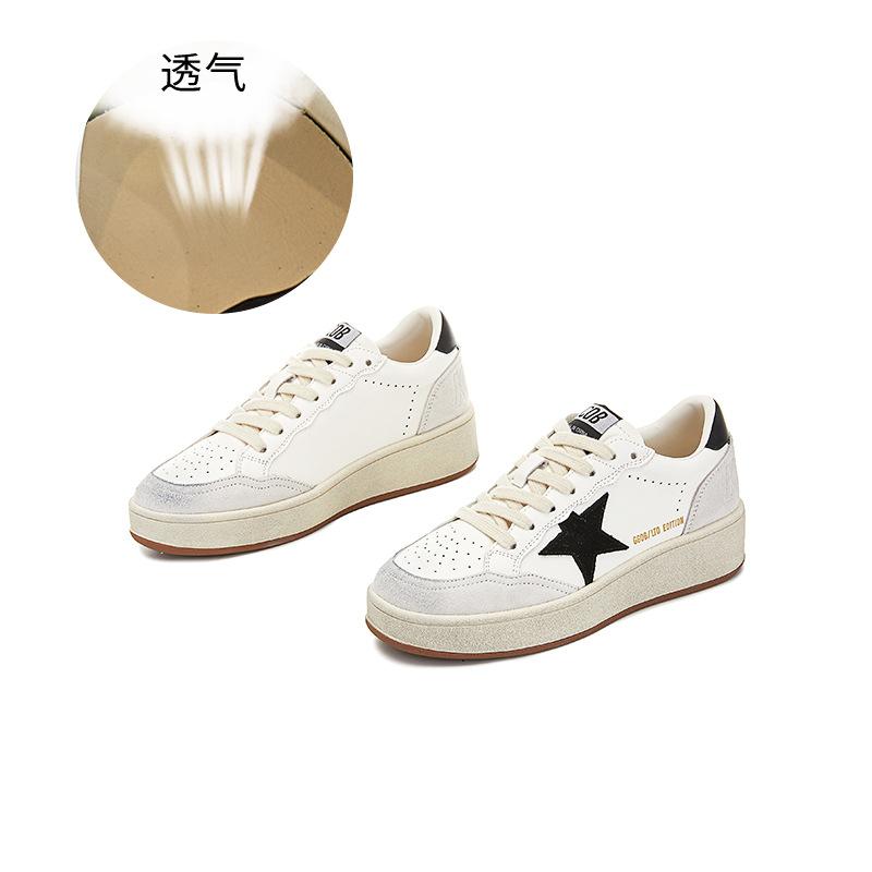 New leather little white shoes women's 2025 spring women's casual single shoes casual versatile star board shoes sports board shoes