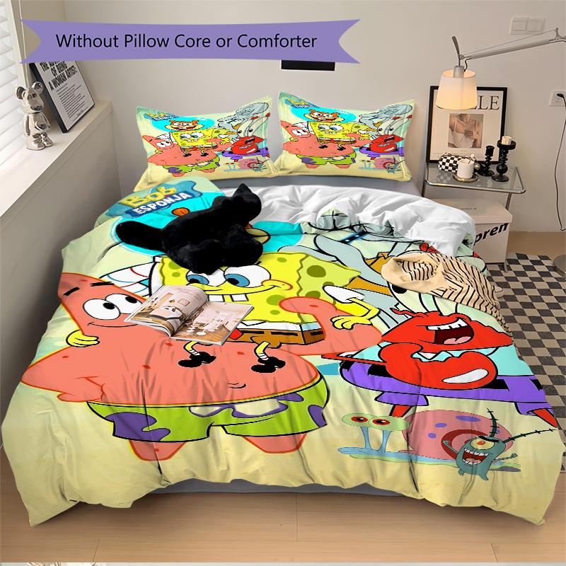 3Pcs Spongebob Squarepants Adventure Bedding Sets For All Sizes New 3D Printed Bed Cover Comforter Duvet Cover Pillowcase Bedroom Decoration