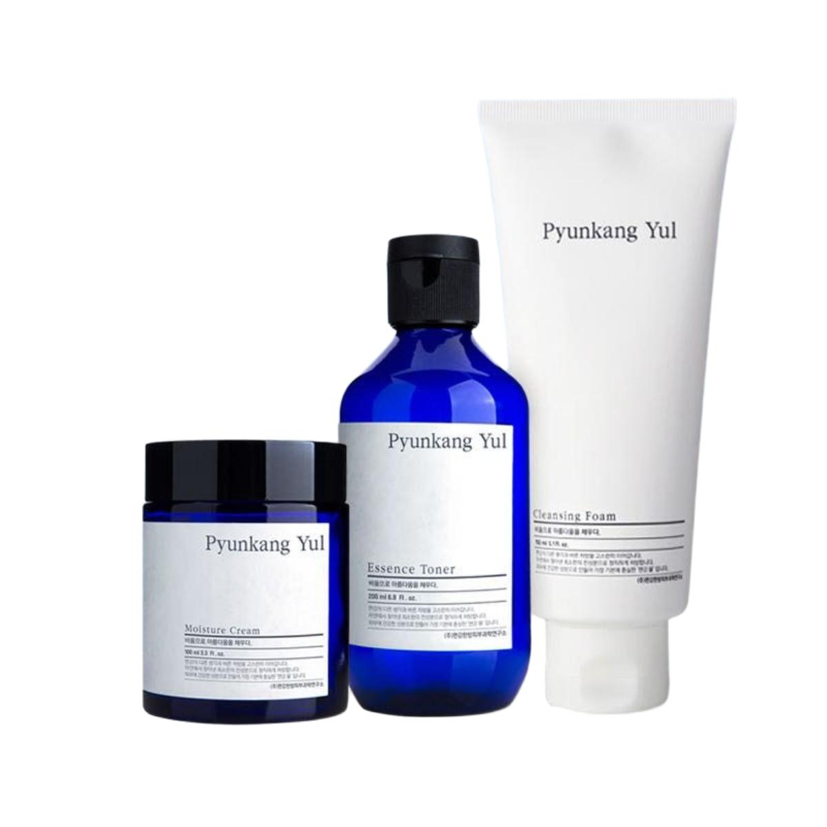 Pyunkang Yul Essential Skincare Trio - Essence Toner 200ml + Nutrition Cream 100ml + Low pH Cleansing Foam 150ml Set