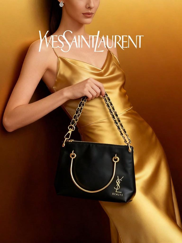 Black Single-shoulder Chain Bag, Shiny Leather Crossbody Bag, Women's Handbag