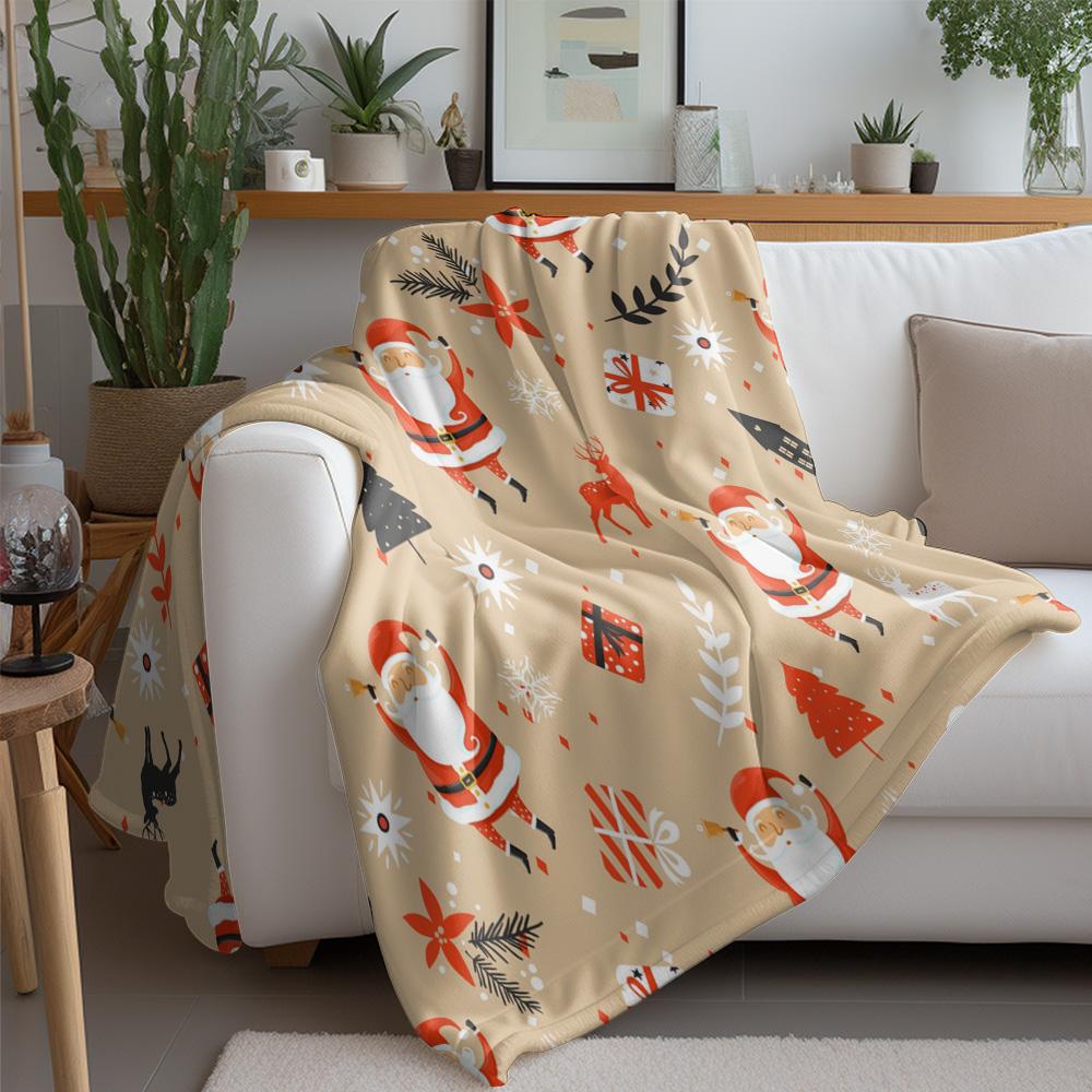 TU Cozy Christmas Throw Blanket Soft Reversible Holiday Flannel Blanket Festive Home Decor Gift Idea Farmhouse Style Throw