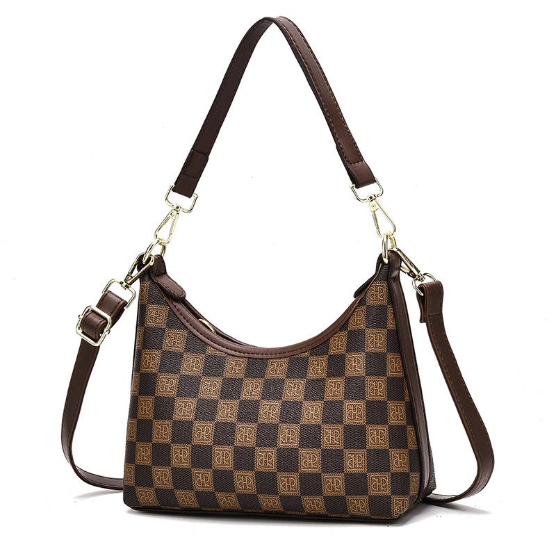 Leichte Luxustasche Damen Umhängetasche 2025 Frühling und Sommer neu einseitig schulterfrei Unterarm Halbmondtasche Blumentasche große Kapazität