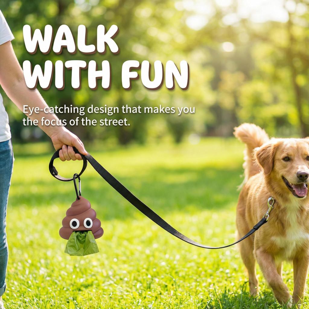 Portable Silicone Dog Waste Bag Dispenser with Carabiner Clip - Convenient Pet Poop Bag Holder for Outdoor Cleaning and Travel -