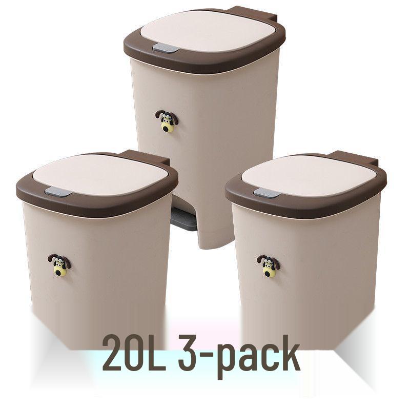 

20L Double Opening Trash Can with Manual Press, Foot Pedal, and Lid Ring for Kitchen Sterilization [Available in 15L/20L, 1-3 Packs] Single Pack: 20L