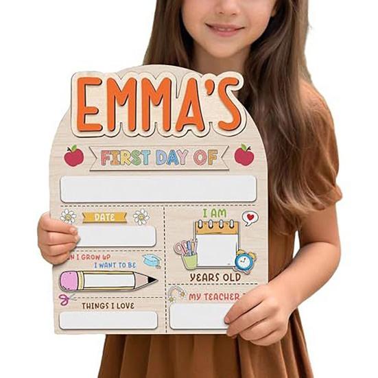 First Day of School Sign Wooden Education Milestone Sign Keepsake Dry Erase Board Back To School Gifts for Kids