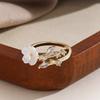 Adjustable Flower Crystal Ring Leaf Design Finger Jewelry Delicate Flower Opening Ring  Anniversary