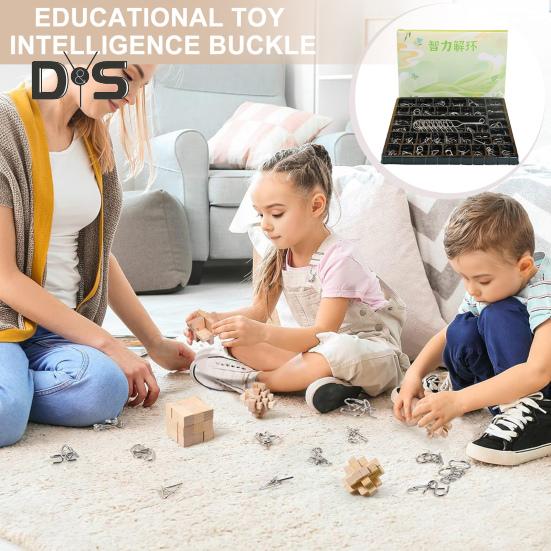 20/25/30/32/40Pcs/Set Metal Puzzle Ring Brain Teaser 3D Wire Puzzle Game Kids Adults Mind Logic IQ Test Educational Unlock Interlock Toy Toddlers