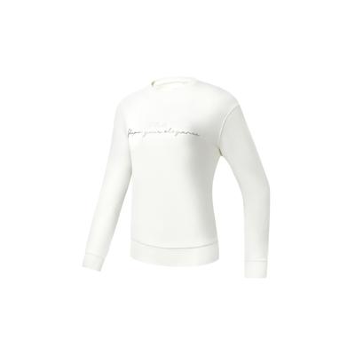 Athletics Solid Basic Crew Neck Simple Sports Knit Pullover Long Sleeve Sweatshirt Women Sweatshirt Egrets-White A11W311203F-WT