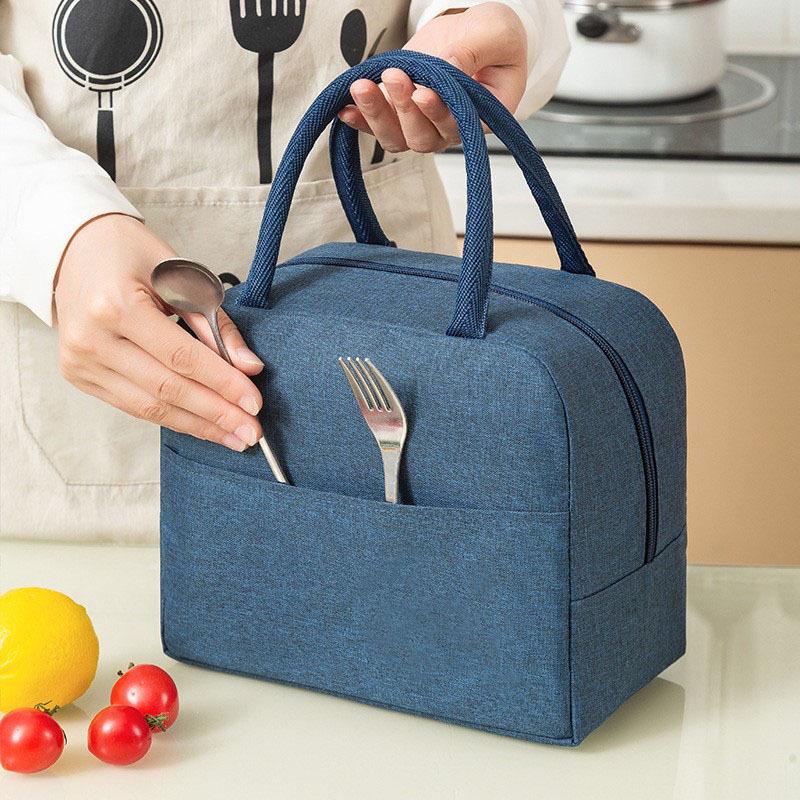 Large Capacity Oxford Cloth Insulated Lunch Bag for Students and Bento