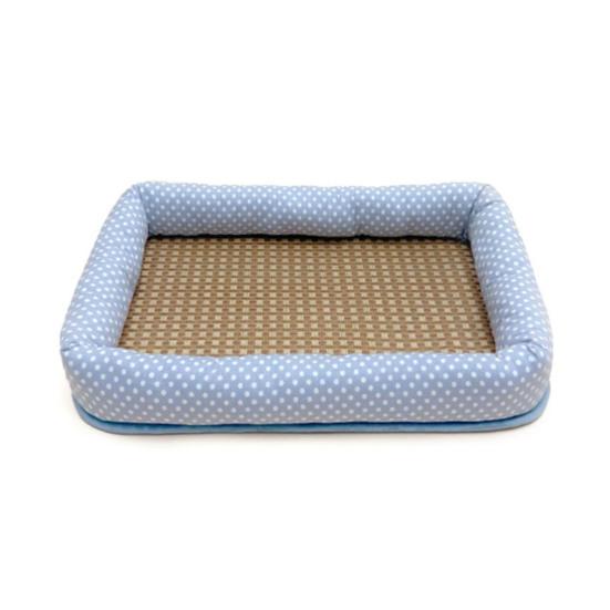 Summer Pet Cooling Bed Woven Cooling Mat Cat Bed Breathable Cooling Dog Bed with Raised Edges Anti-Slip Bottom for Small Dogs Cats M светло-синий