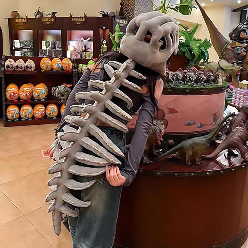 high qualityAdult Realistic Dinosaur Costume Full Body Jurassic Role Play Suit with Spine Headpiece, Sharp Teeth & Expressive Eyes - Soft