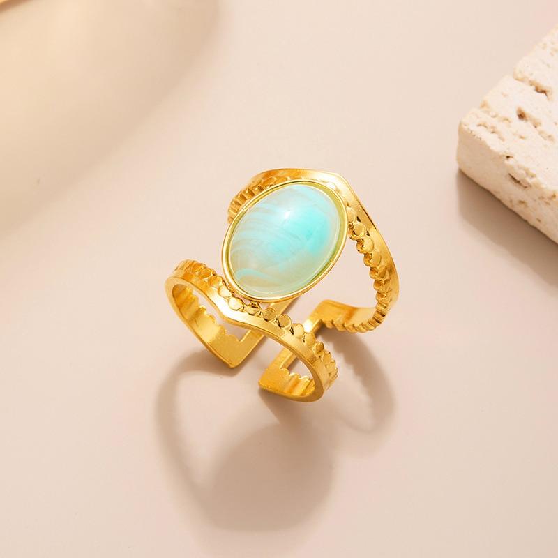 Europäischer und amerikanischer Titanstahlring mit Blumenöffnung, vergoldeter High-End-Zeigefingerring, farbenfroher, vielseitiger Ring, Schmuckgeschenk