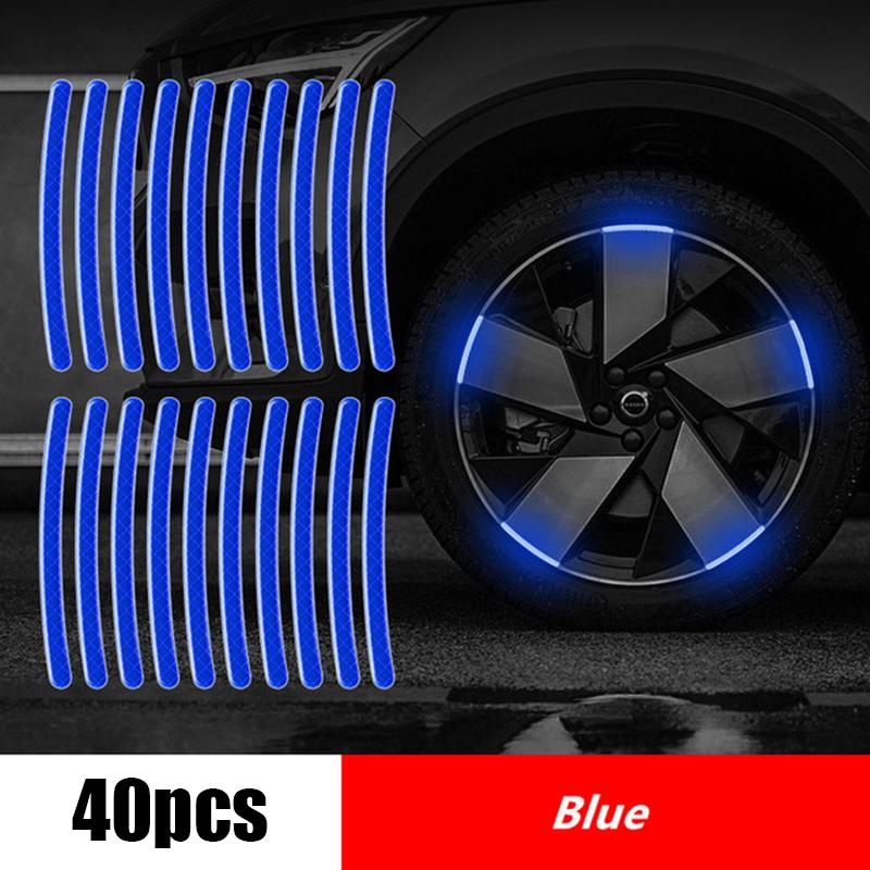 20Pcs Auto Motorcycle Bicycle Car Wheel Hub Reflective Sticker Luminous Stripes Tire Rim Reflective Sticker Night Safety Tape
