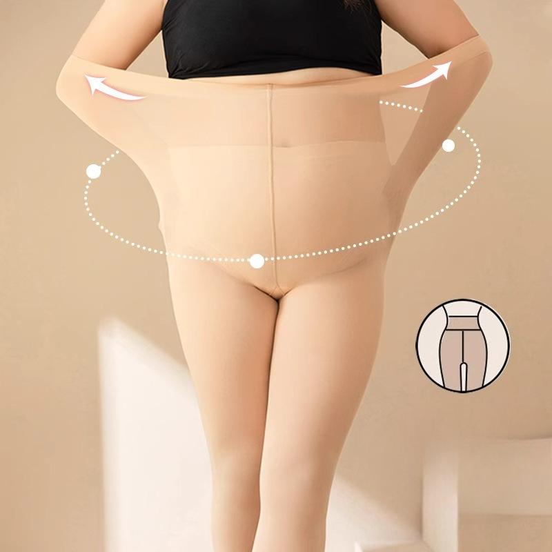 Women's Plus Size Autumn Winter Fleece Lined Thickened Flesh Colored Bare Leg Effect Pantyhose