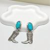 Western Cowboy Retro Turquoise Alloy Earrings - European & American Style