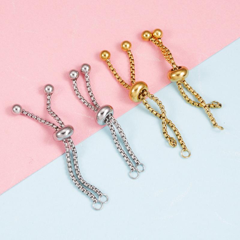 3pcs Gold Color Stainless Steel Adjustable Slider Finger Ring Chain for Jewelry Making DIY Loops Connectors Pendants Chain