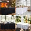 6ft, Rectangle Table Skirts, Polyester Fitted Table Covers, Black Table Cloth For 6 Ft Table With Skirt,Spandex Table Cover
