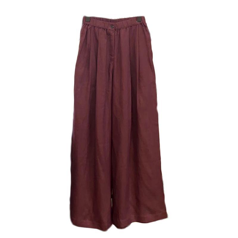 

Летние винно-красные брюки палаццо класса люкс. Удобные, дышащие, в японском стиле, ленивая роскошь, плиссированные брюки прямого кроя. M бордовый