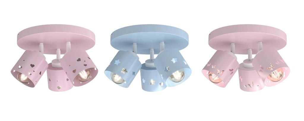Dziewczęca lampa plafon sufitowa żyrandol led e27 różowa serca
