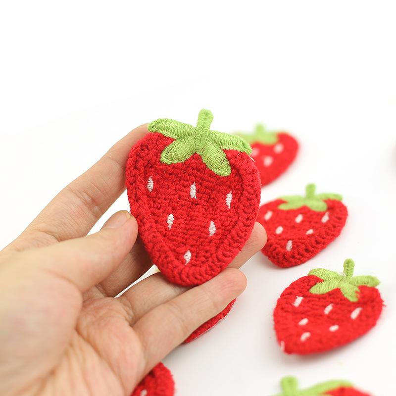 Woven Imitation Hand Hook Water-soluble Embroidery Strawberry Cloth Patch Clothing Bag Hairpin Decoration DIY Patch Accessories