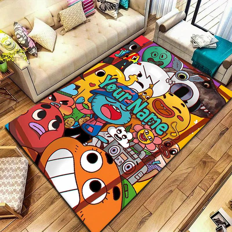 Cartoon Characters Collage Custom Name Carpet Rug For Living Room Bedroom Home Sofa Decoration Kids Play Nonslip Floor Mat