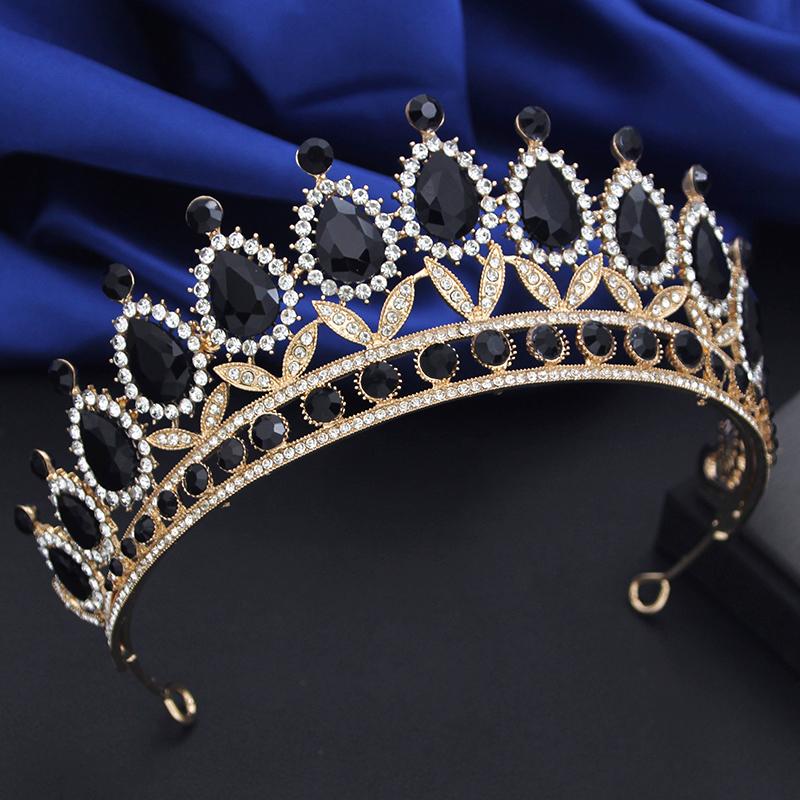 Black Rhinestone Tiaras and Crowns Headband for Queen Bridal Wedding Crown Hair Jewelry Princess Headbands Party Head Ornament
