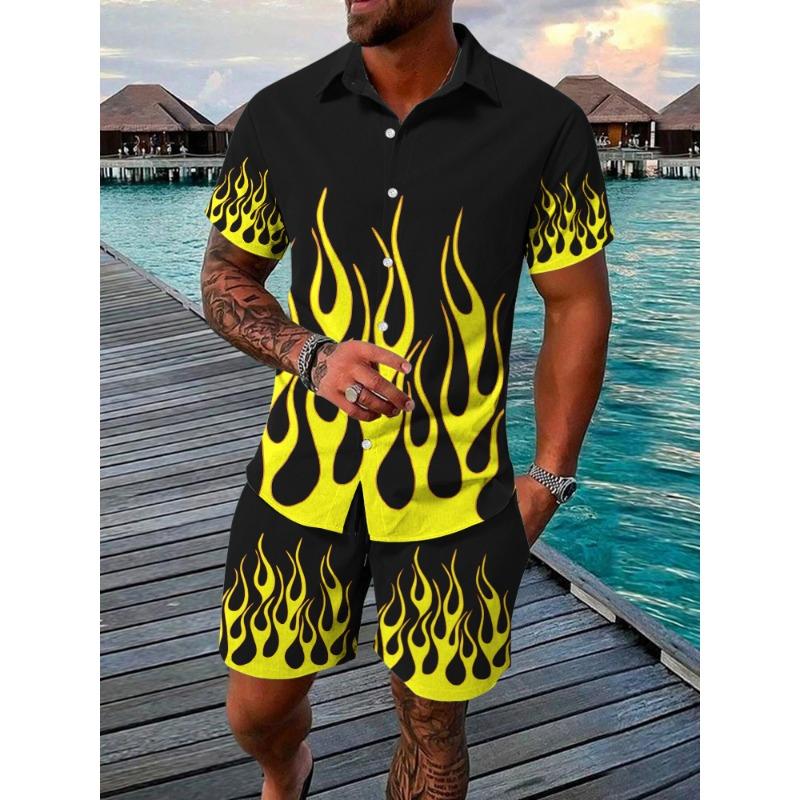 Men's Hawaiian Short-sleeved Shirt And Beach Shorts Set Beach Resort Men's Casual Shirt Summer Everyday Men's Sports Shorts