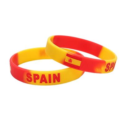 2 uds. Pulsera de silicona con bandera de España, pulsera deportiva de goma motivacional, pulsera elástica para hombres y mujeres, accesorios