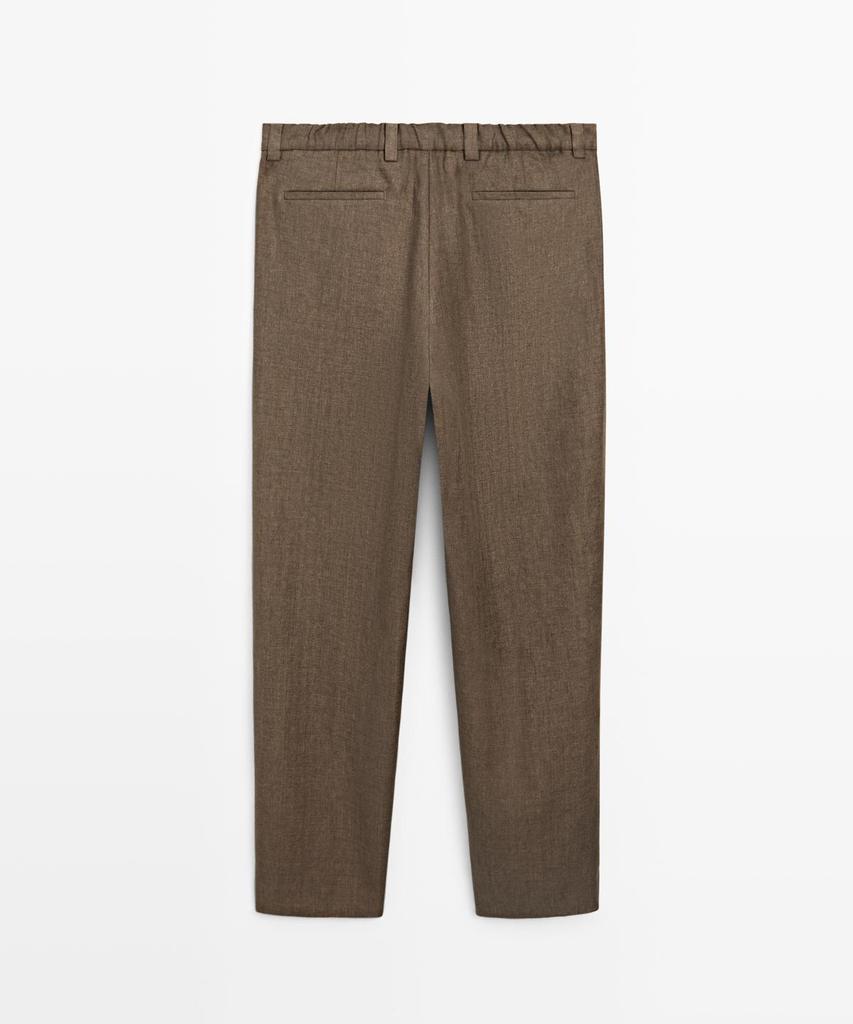 Masimodutti Total Look Linen Herringbone Detail Pants