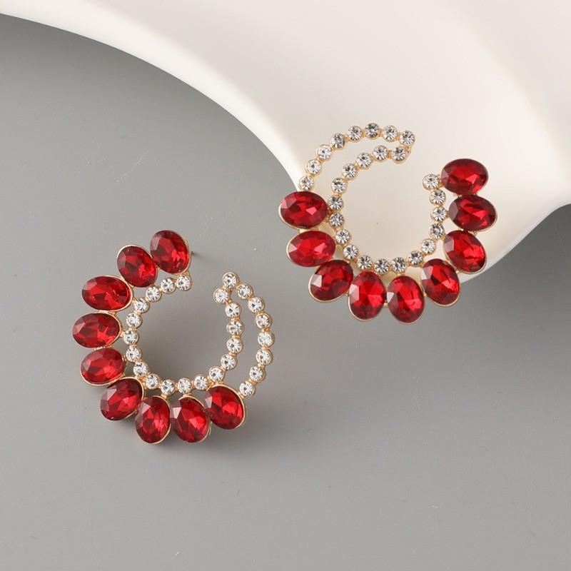 Pinkdudu Vintage Glass Geometric Block Zircon Earrings Gradual Trendy Stud Earrings Women Jewelry PD2361