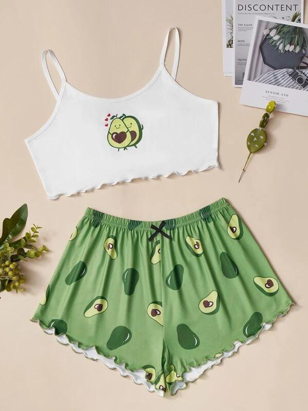 Women's Printed Knit Vest & Camisole Pajama Set - Comfortable & Stylish