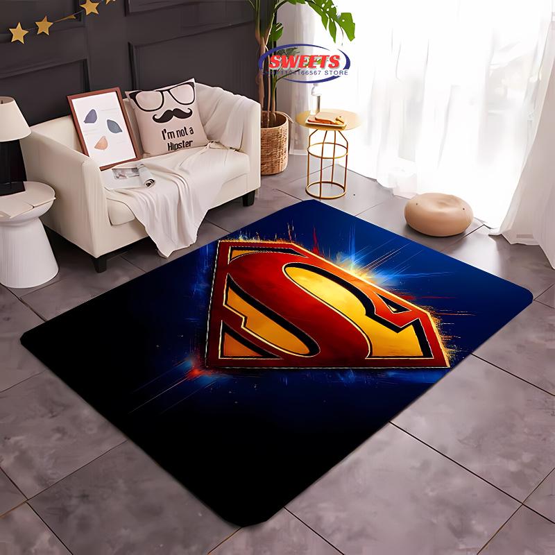 

NO.1 DC Superman Logo Theme Carpet! Bedroom Floor Living Room Bed Mat,Non-slip Exquisite Home Decor,Durable Machine Washable Rug 40x60cm (16x24in)